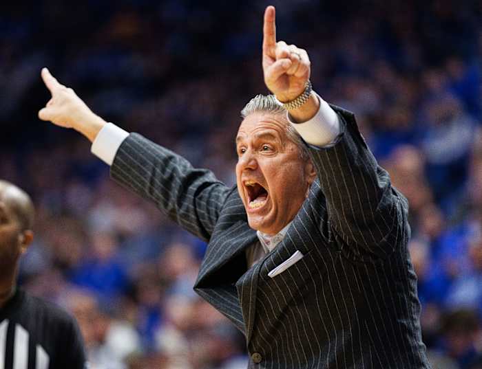 NCAA Basketball: Louisiana State at KentuckyKentucky Wildcats head coach John Calipari yells to his players during the first half against the LSU Tigers at Rupp Arena at Central Bank Center.